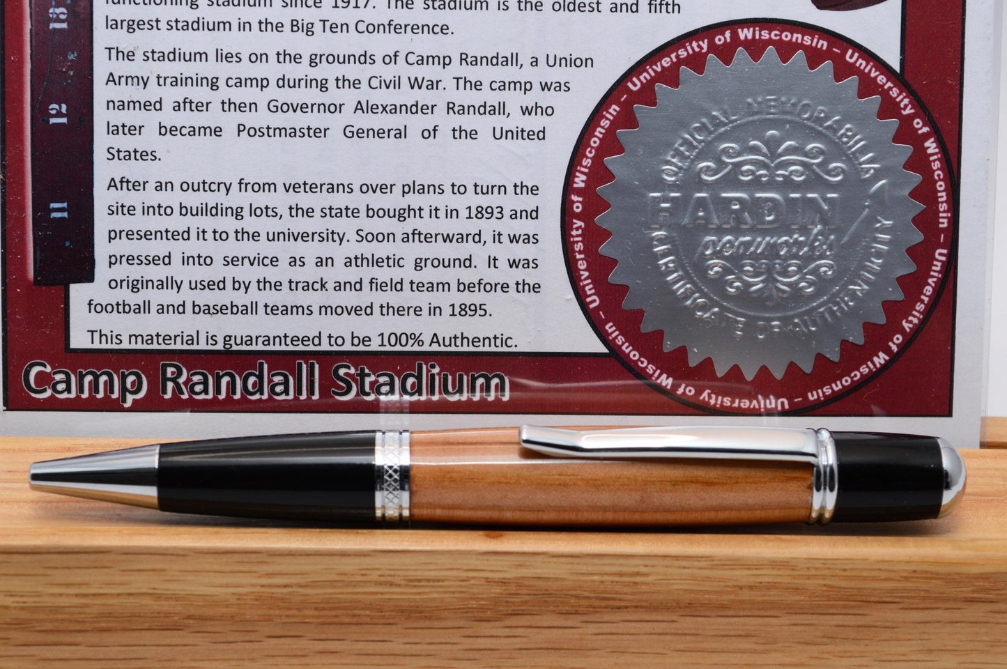 Handcrafted Pen Made From The Wooden Bleachers of Camp Randall Stadium
