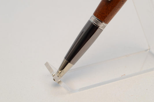 Elegant Handcrafted Black Mesquite Twist Pen in Chrome and Gunmetal Finish