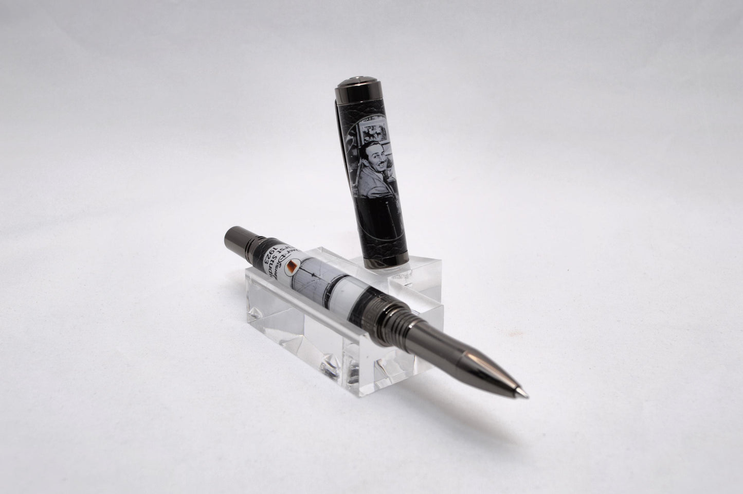 Handcrafted Rollerball Pen Featuring a Small Piece of Wood From Walt Disney's First Garage Studio in Hollywood, CA and Cast in Acrylic.