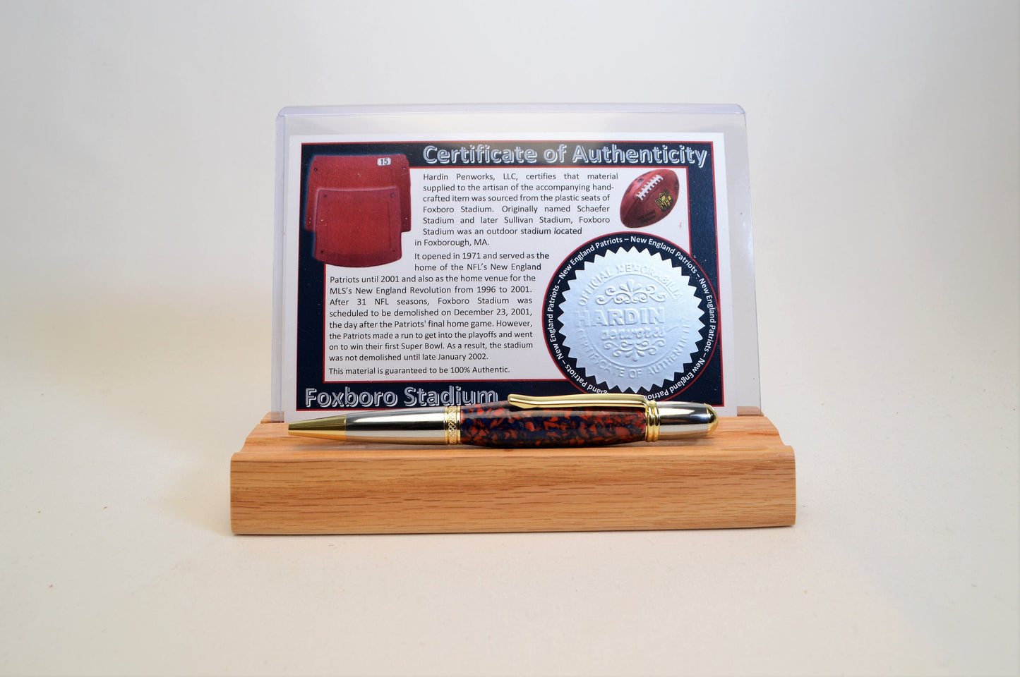 Handcrafted Pen Made From A New England Patriots Foxboro Stadium Plastic Seat