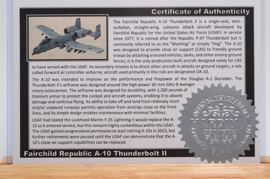 Handcrafted Twist Pen Made With a Small Piece of Aluminum From an A10 Warthog cast in acrylic.