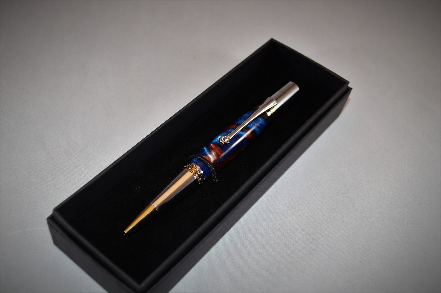 Majestic Squire Twist Pen in Gold Titanium and Chrome Finish with Swarovski Crystal Made with Mulitcolored Acrylic