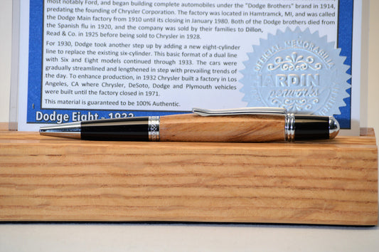 Handcrafted Twist Pen Made From A 1933 Dodge Eight Wooden Hickory Wheel Spoke
