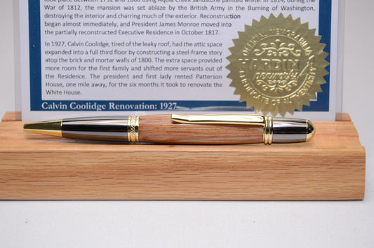Handcrafted White House Twist Pen Made From The Pine Roof Beams of the White House
