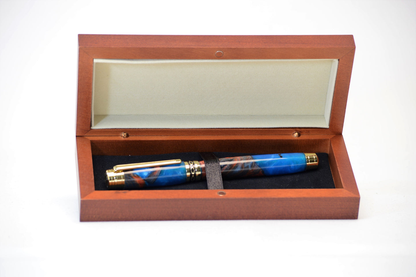 One of a Kind Fountain Pen in Gold with Hybrid Acrylic and Maple Burl Body