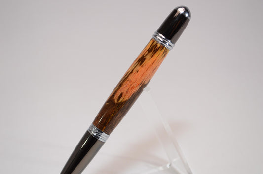 Handcrafted Dyed Spalted Oak Twist Pen with Chrome and Gunmetal Finish