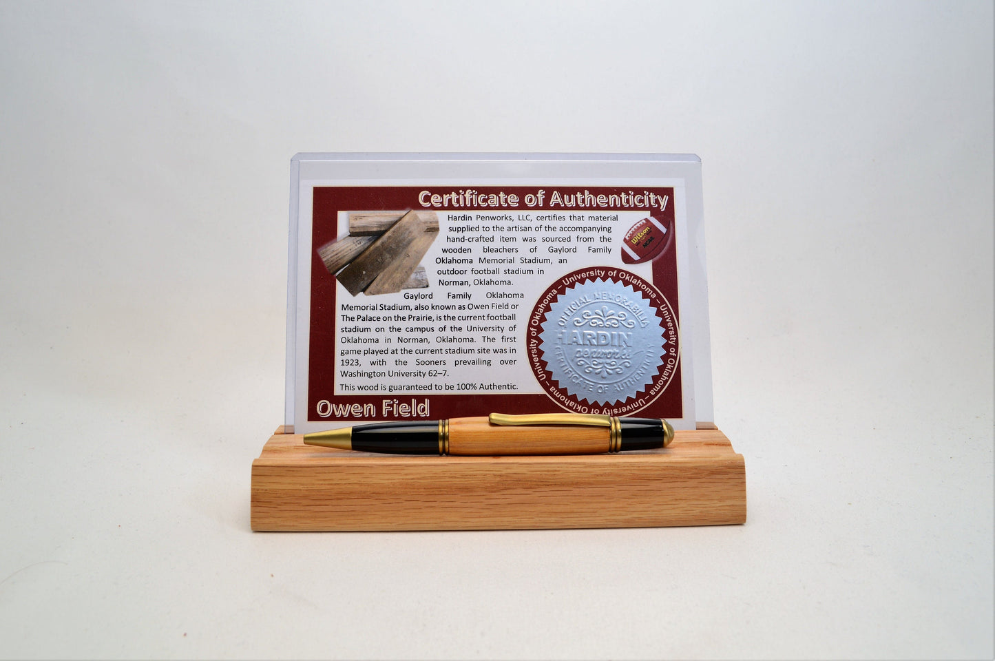 Handcrafted Pen Made From University of Oklahoma Owen Field Wooden Stadium Bleachers