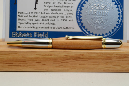 Handcrafted Pen Made From A Brooklyn Dodgers Ebbets Field Wooden Stadium Seat