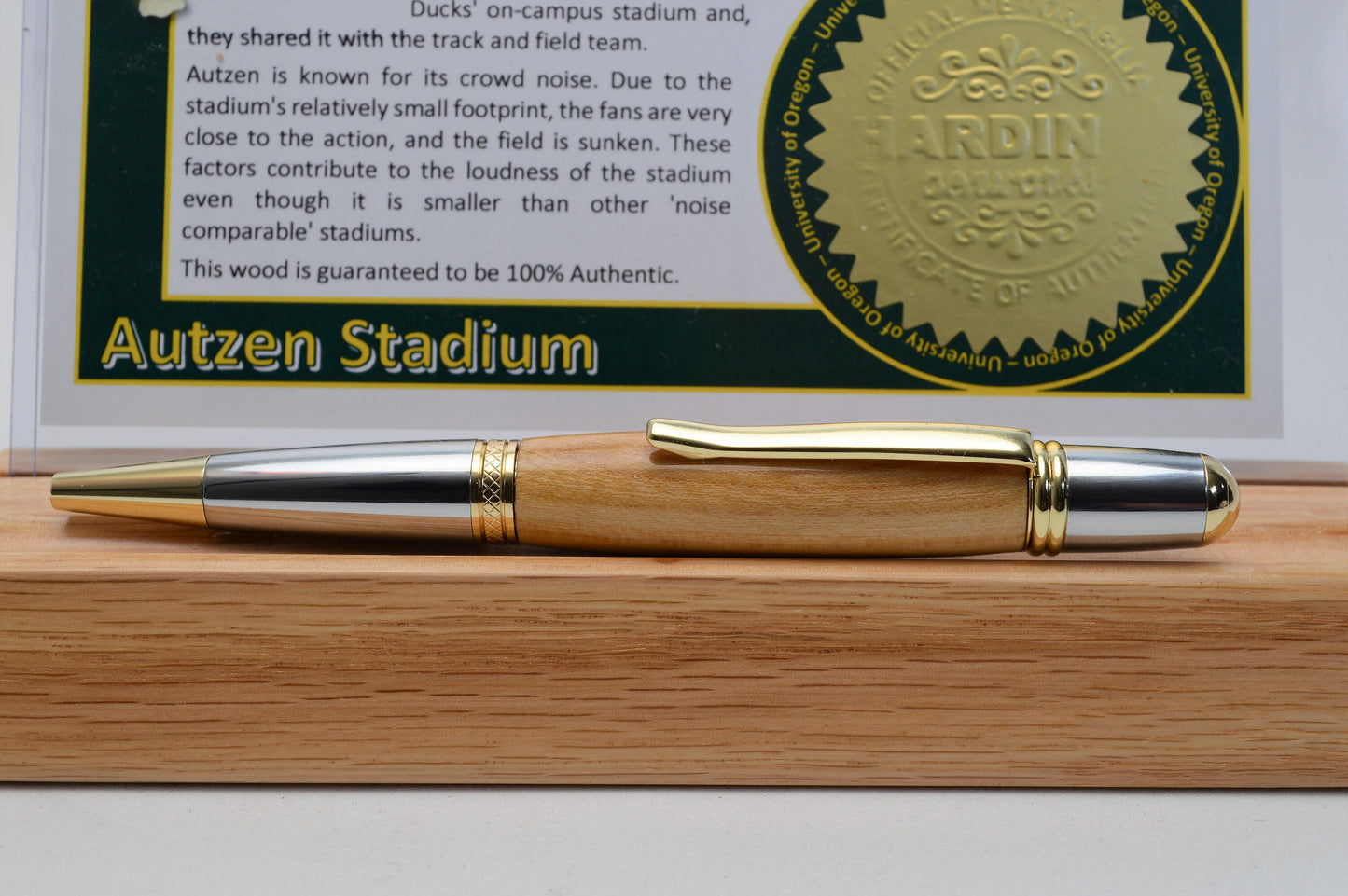 Handcrafted Pen Made From University of Oregon Autzen Stadium Wooden Stadium Seats