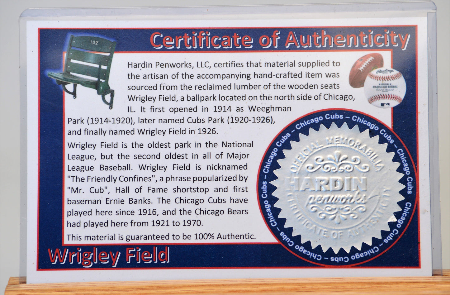 Handcrafted Pen Made From Chicago Cubs Wrigley Field Wooden Bleachers