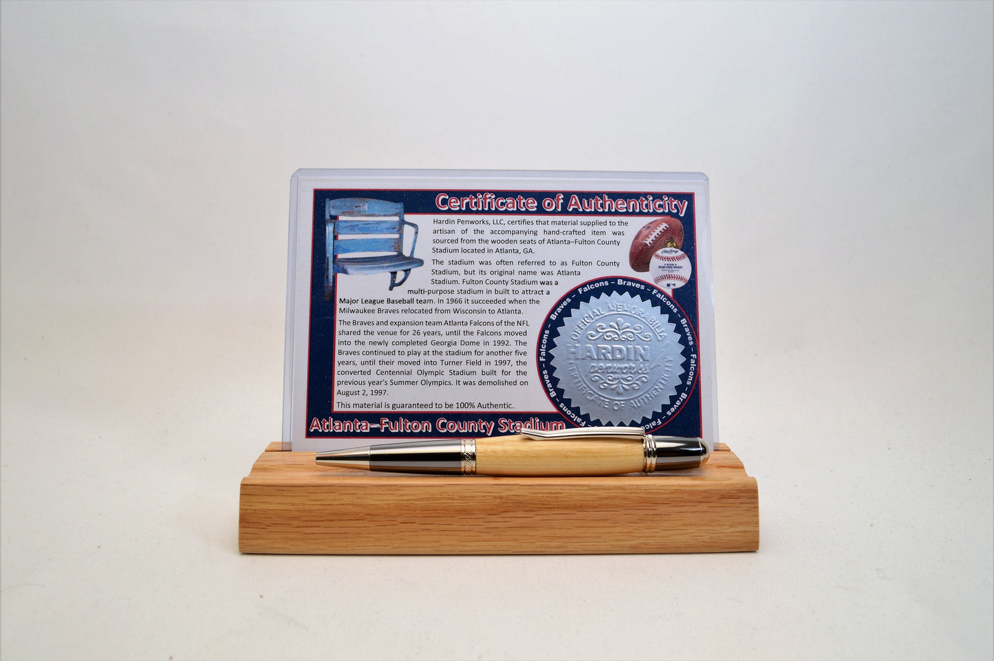 Handcrafted Pen Made From the Fulton County Stadium Seats, Home of Atlanta Falcons and Atlanta Braves