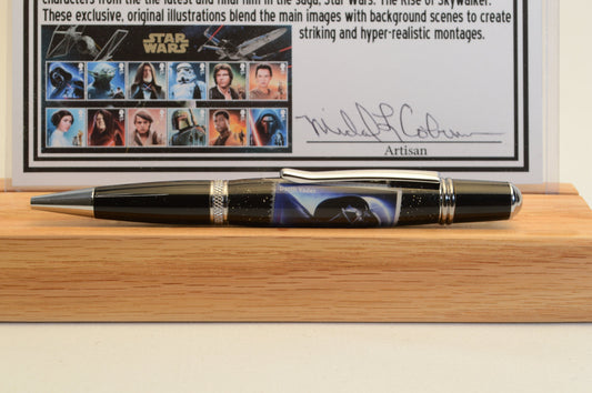Handcrafted Pen Featuring a Darth Vader Star Wars Royal Mail Stamp Cast In Acrylic