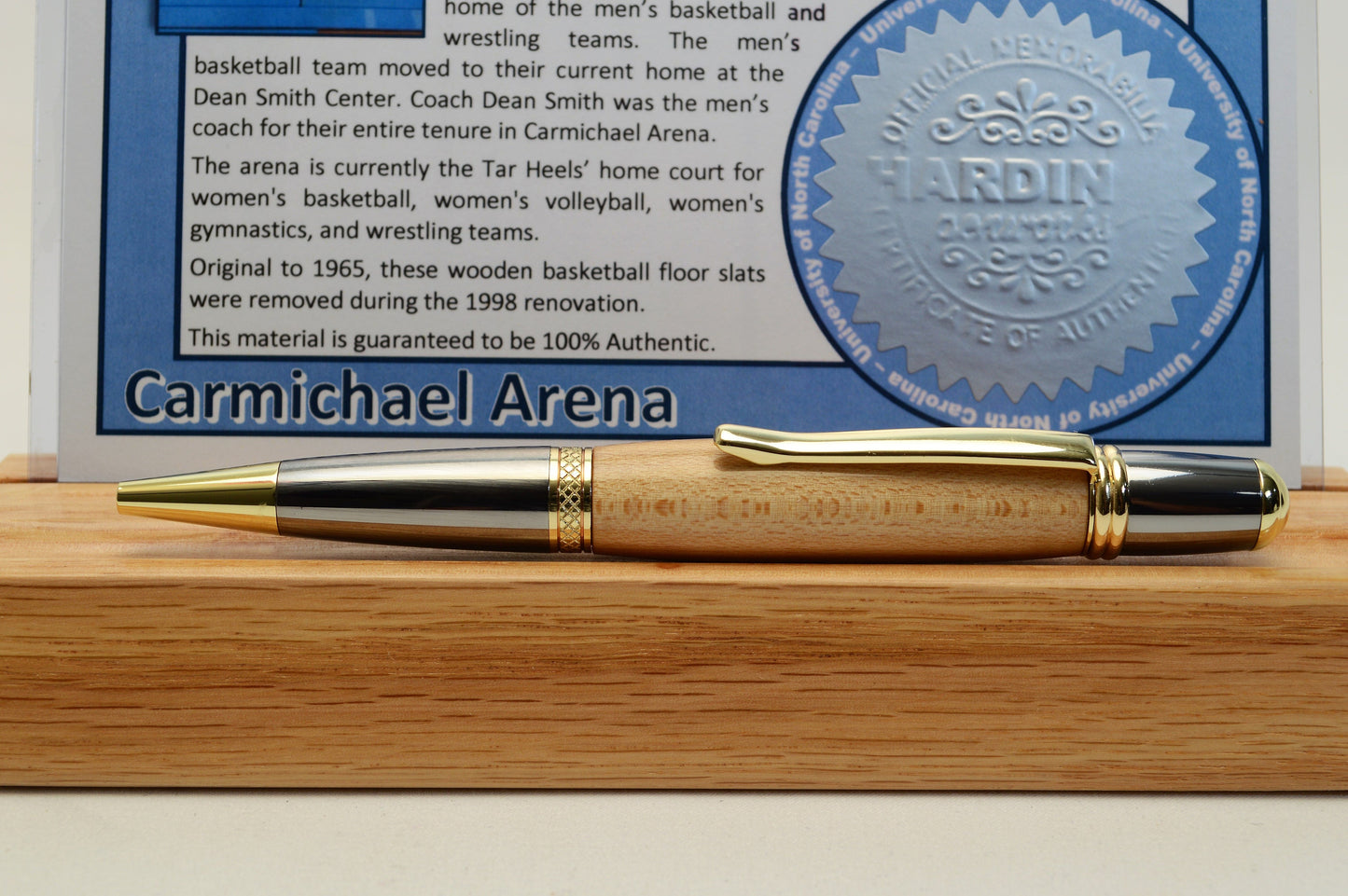 Handcrafted Pen Made From University of North Carolina Carmichael Arena Wooden Basketball Court