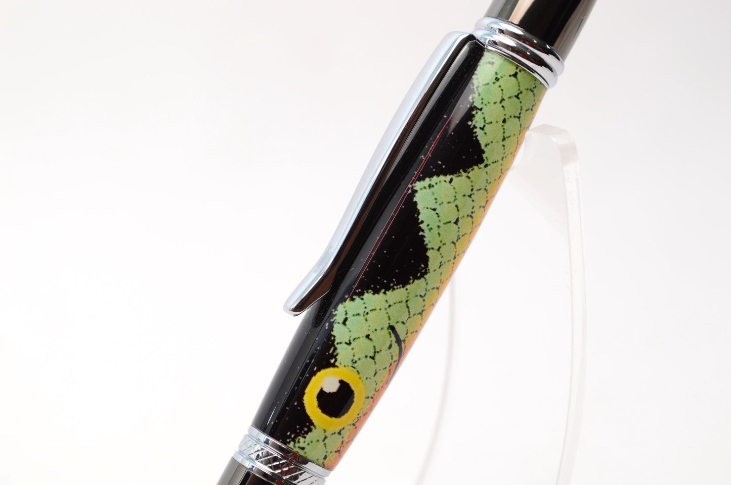 Handcrafted Fishing Lure Twist Pen in Gun Metal and Chrome Finish - Unique Fisherman Gift