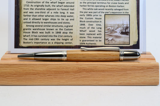 Handcrafted Long Wharf Boston Harbor Twist Pen in Platinum and Black Titanium Finish