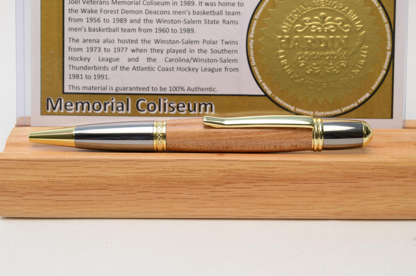 Handcrafted Pen Made From Wooden Stadium Seat of Wake Forest Winston-Salem Memorial Coliseum