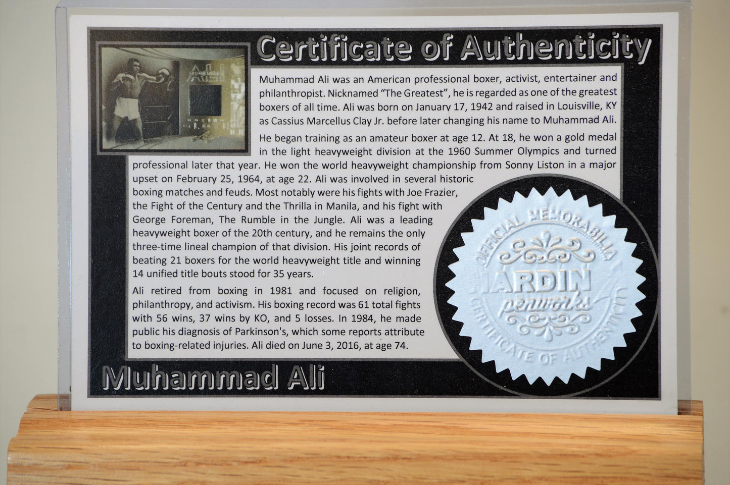 Handcrafted Pen Made with Swatch From A Muhammad Ali Event Worn Boxing Glove