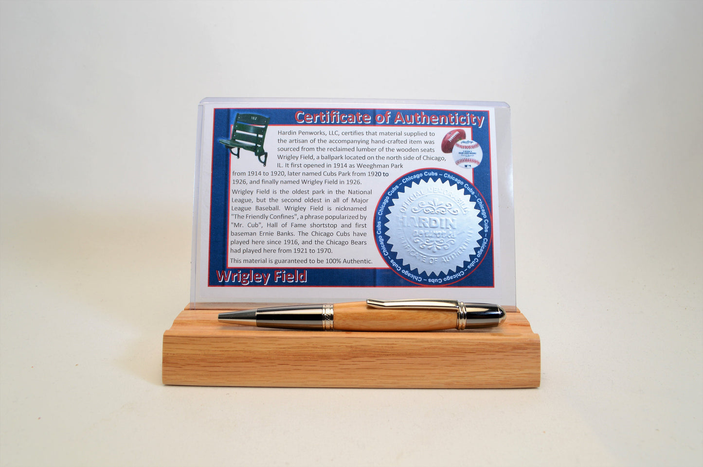 Handcrafted Pen Made From Chicago Cubs Wrigley Field Wooden Bleachers