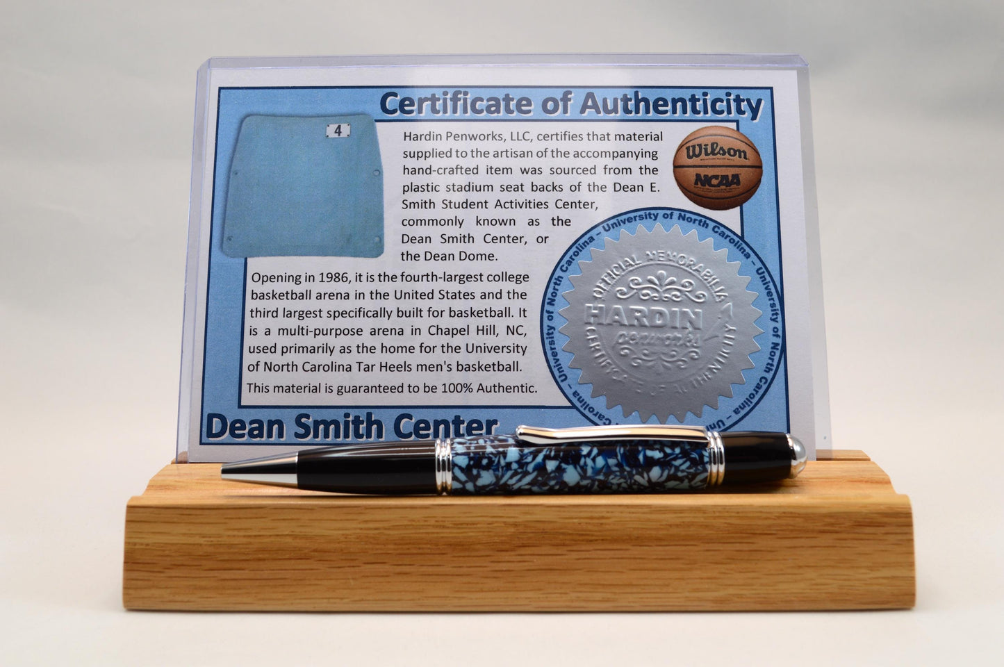 Handcrafted Pen Made From The Plastic Seats of Dean Smith Center University of North Carolina