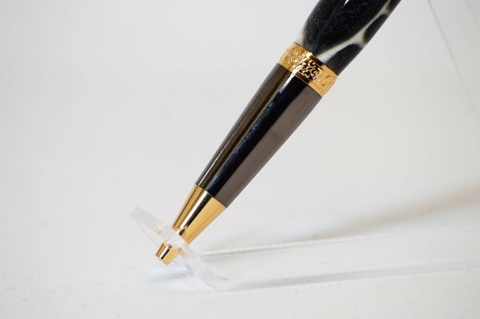 Alligator Jawbone and Resin Elegant Twist Pen in Gold and Black Titanium