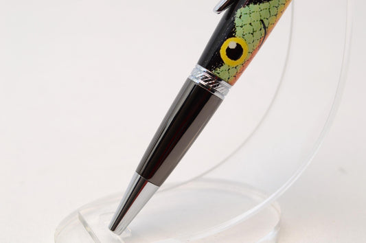 Handcrafted Fishing Lure Twist Pen in Gun Metal and Chrome Finish - Unique Fisherman Gift
