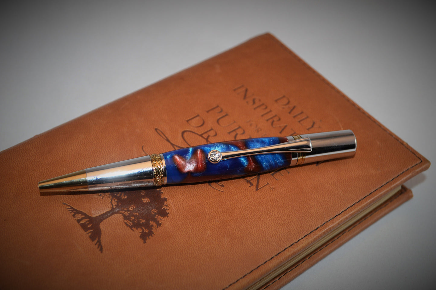 Majestic Squire Twist Pen in Gold Titanium and Chrome Finish with Swarovski Crystal Made with Mulitcolored Acrylic