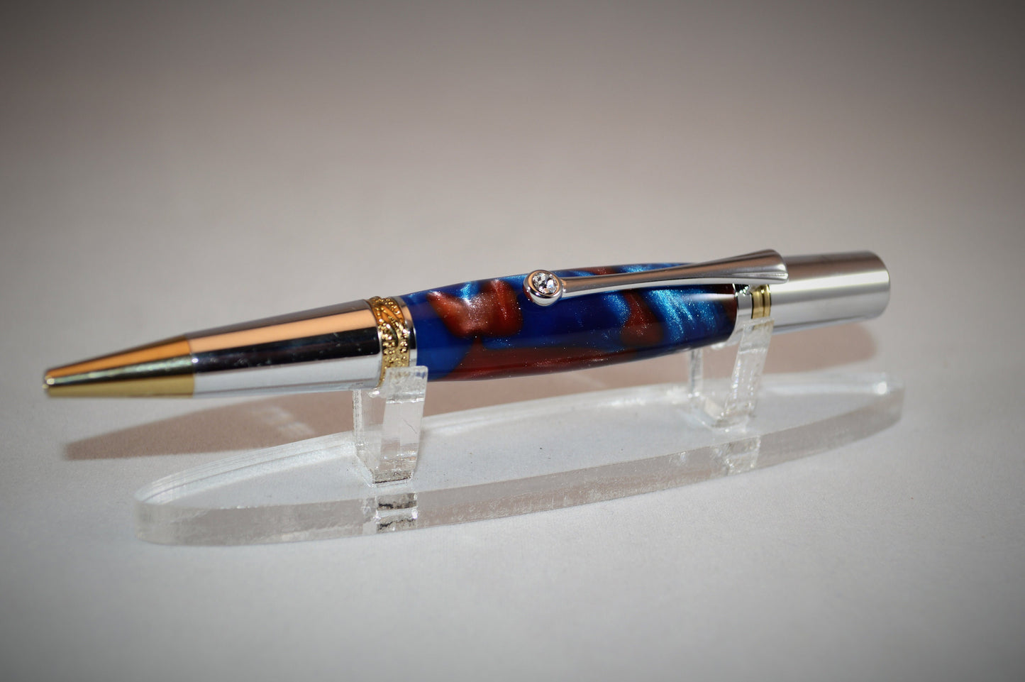 Majestic Squire Twist Pen in Gold Titanium and Chrome Finish with Swarovski Crystal Made with Mulitcolored Acrylic