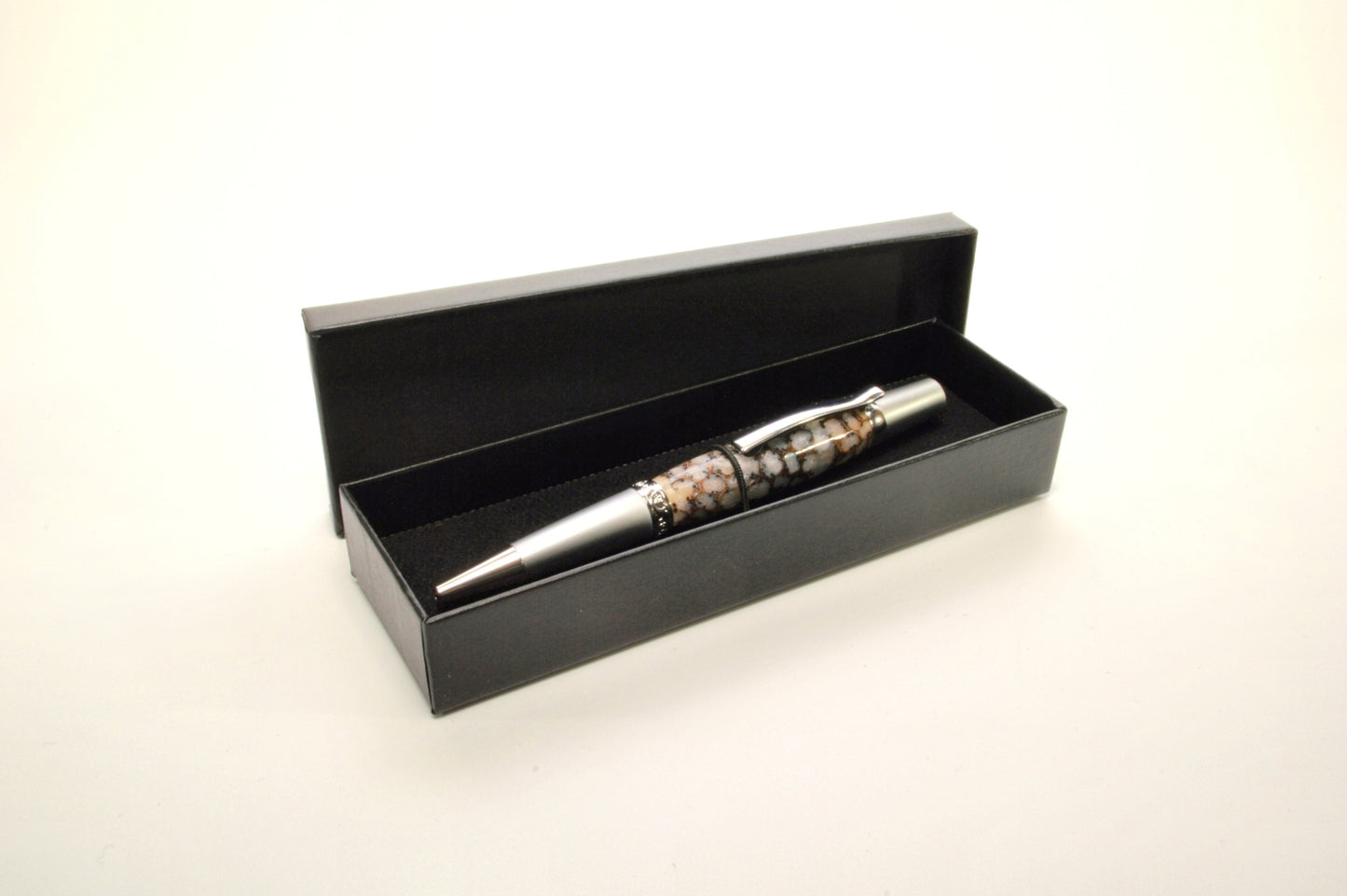 Unique Classic Twist Pen in Chrome and Satin Chrome with Handcrafted Acrylic and Sweet Gum Ball Body.