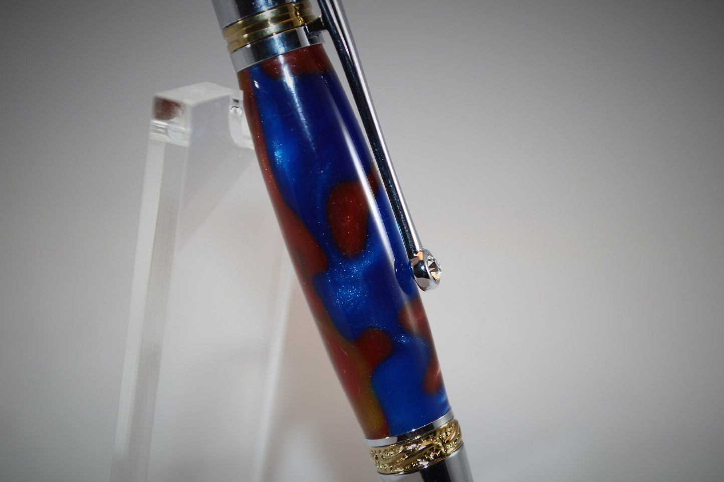 Majestic Squire Twist Pen in Gold Titanium and Chrome Finish with Swarovski Crystal Made with Mulitcolored Acrylic