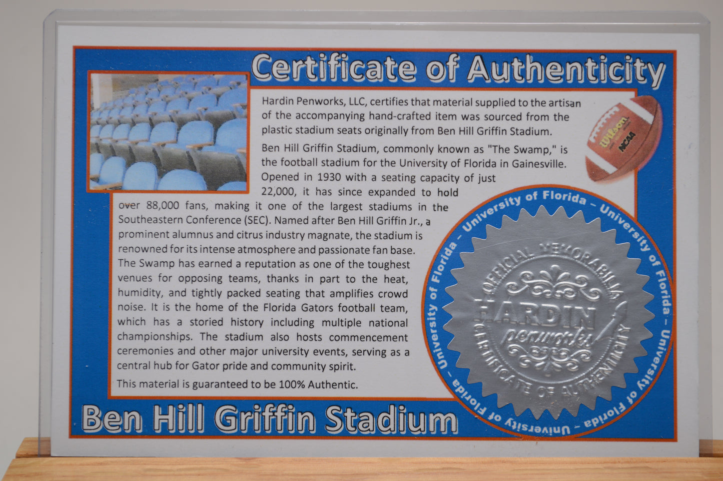 Handcrafted Twist Pen Made From The Plastic Seats of Ben Hill Griffin Stadium University of Florida