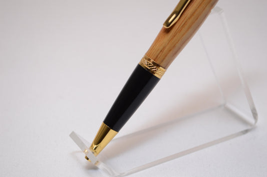 Handcrafted Whiskey Barrel Twist Pen in Gold and Black Finish