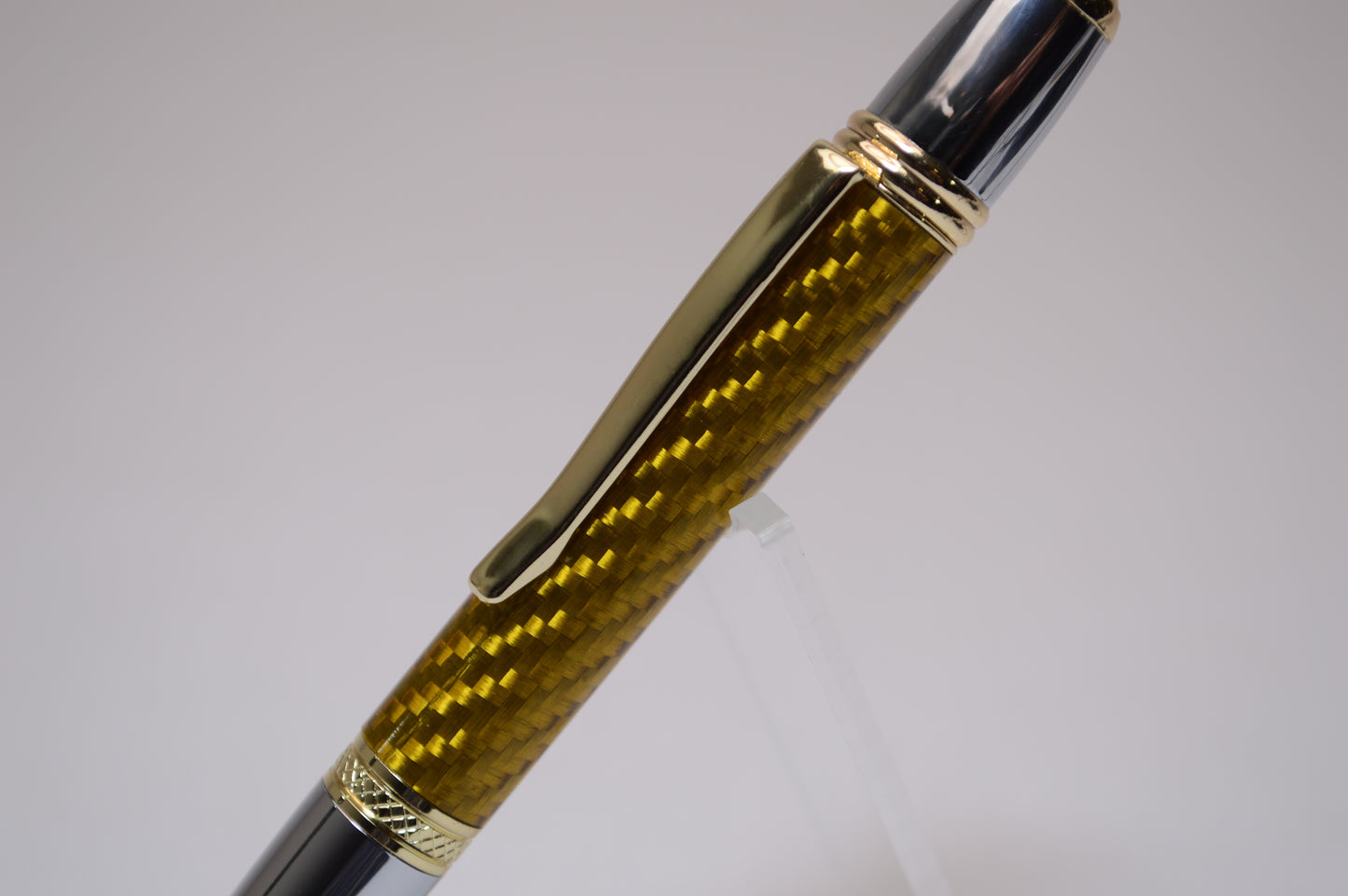Handcrafted Twist Pen Made With Gold Carbon Fiber in Gold and Chrome Finish