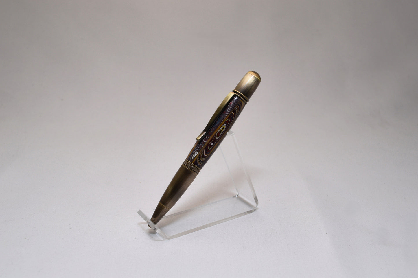Handcrafted Twist Pen Made With Fordite From The Corvette Factory in Antique Brass Finish