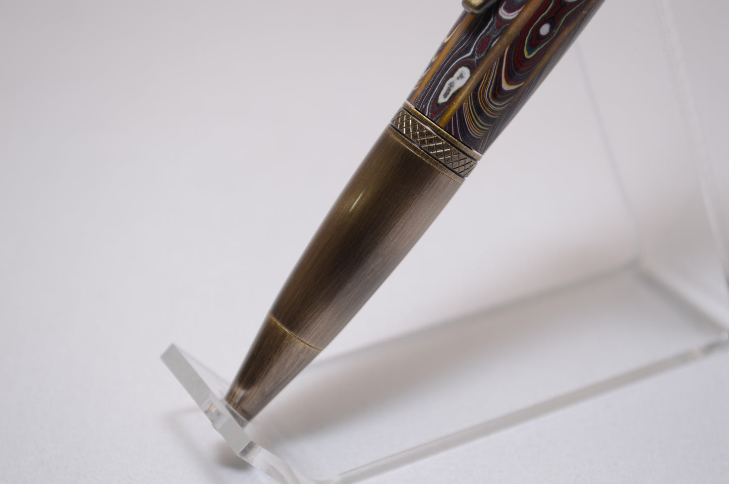 Handcrafted Twist Pen Made With Fordite From The Corvette Factory in Antique Brass Finish
