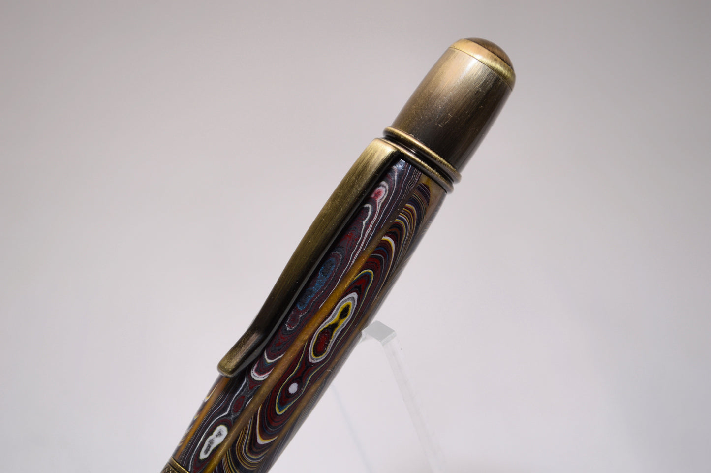 Handcrafted Twist Pen Made With Fordite From The Corvette Factory in Antique Brass Finish