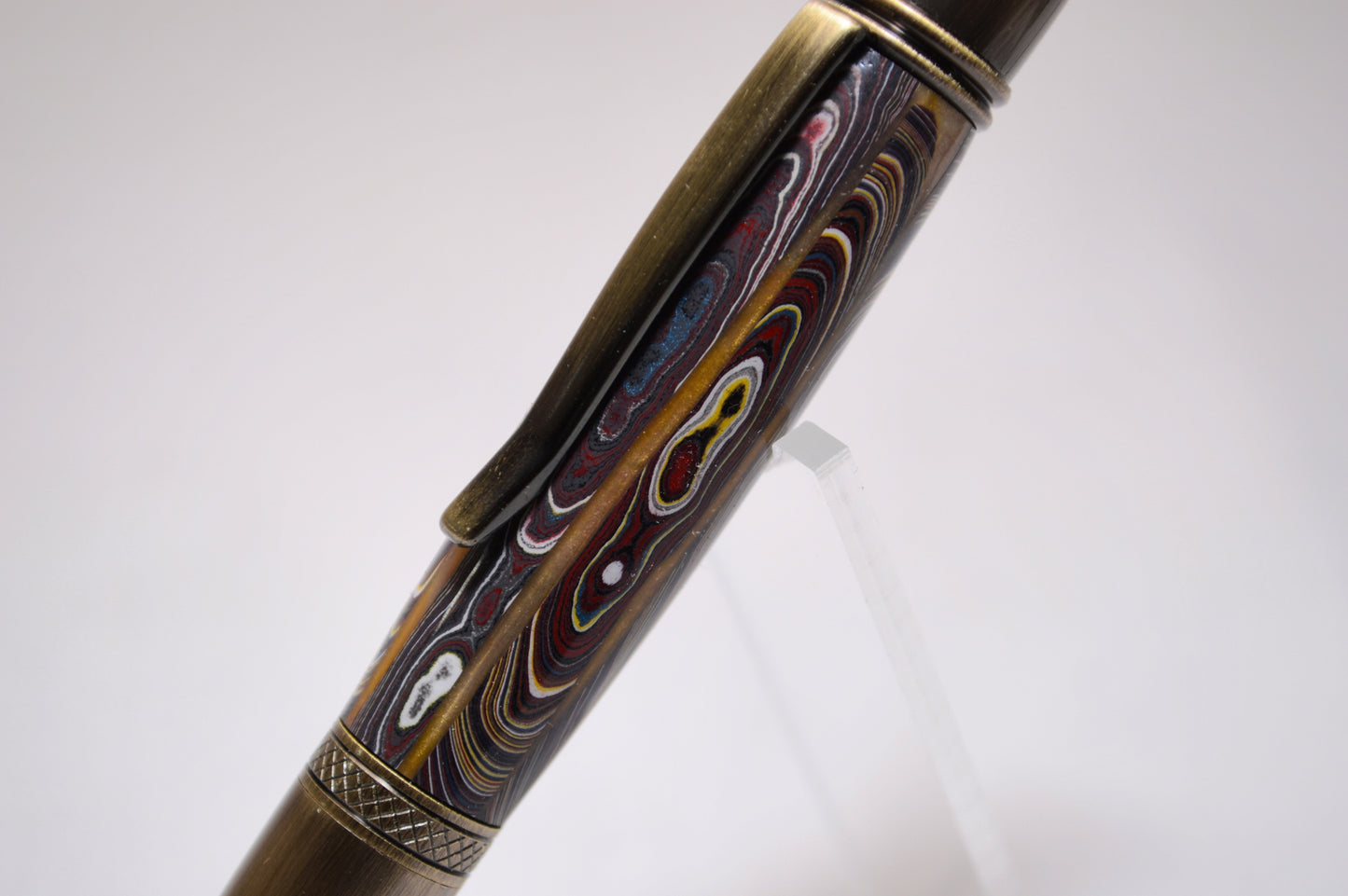 Handcrafted Twist Pen Made With Fordite From The Corvette Factory in Antique Brass Finish