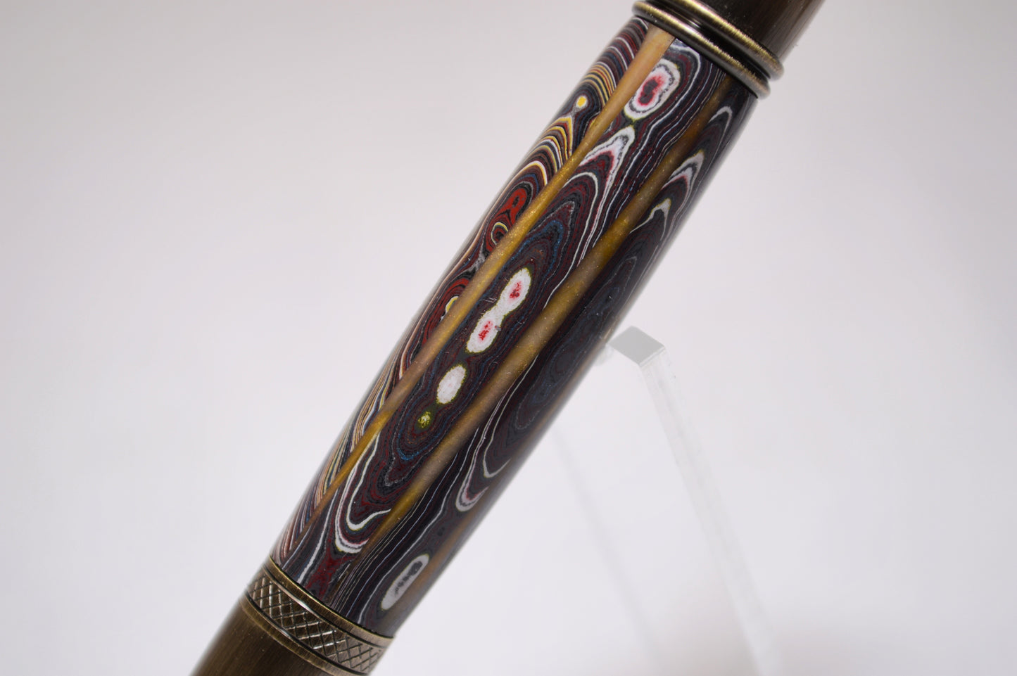 Handcrafted Twist Pen Made With Fordite From The Corvette Factory in Antique Brass Finish