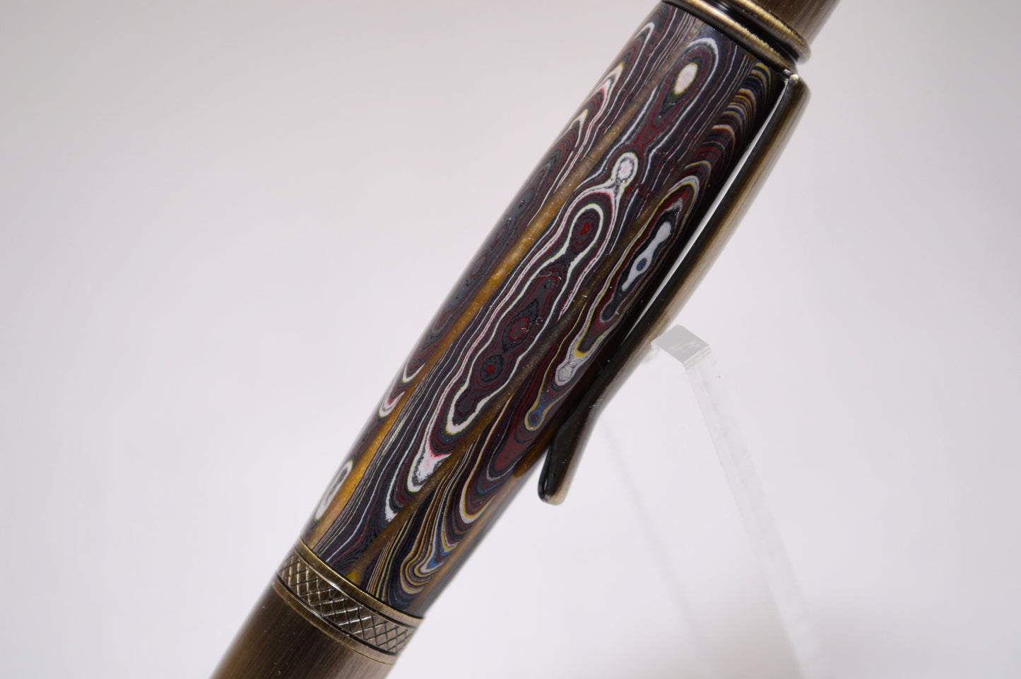 Handcrafted Twist Pen Made With Fordite From The Corvette Factory in Antique Brass Finish