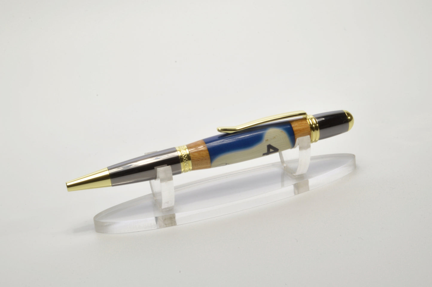 Handcrafted Pen Made With A Hank Aaron Game Used Jersey Swatch & Fulton County Stadium Seat Wood