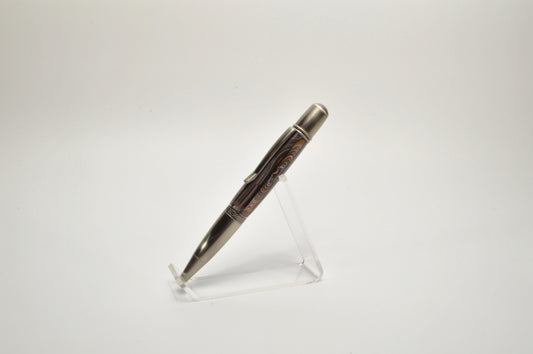 Handcrafted Twist Pen Made With Fordite From The Corvette Factory in Antique Gunmetal Finish