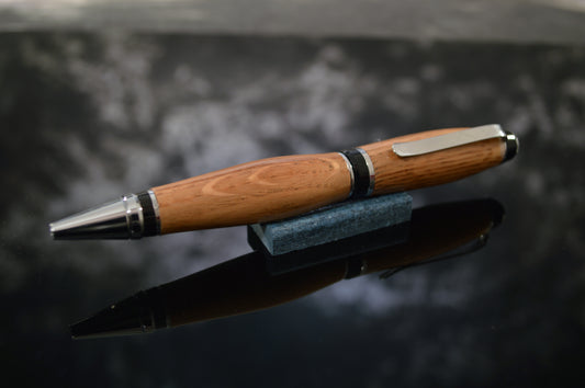 Whiskey Barrel Cigar Style Twist Pen with Chrome Finish and Black Trim