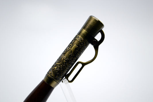 North Georgia Walnut Lever Action Bullet Pen - Antique Brass Finish
