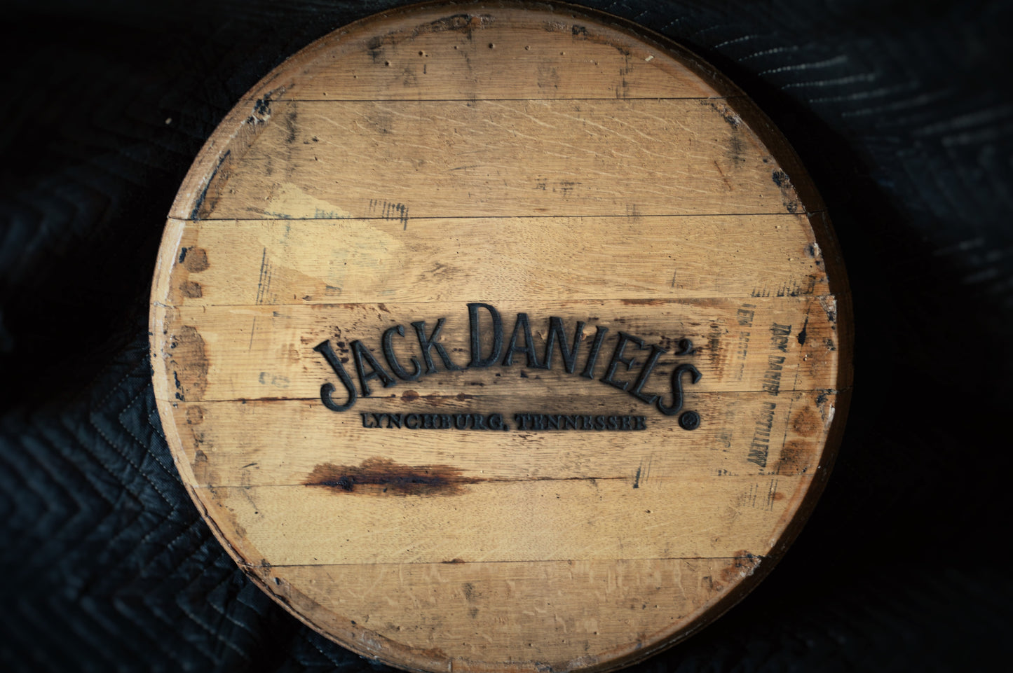 Branded Whiskey Barrel Head From A Used Oak Whiskey Barrel