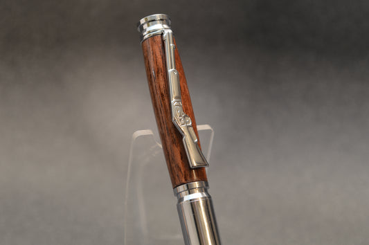 Thin Blue Line Law Enforcement Chrome Bullet Twist Pen in North Georgia Walnut