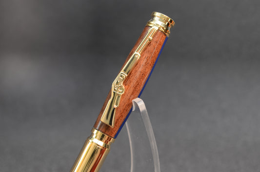 Thin Blue Line Law Enforcement Gold Bullet Twist Pen in North Georgia Walnut