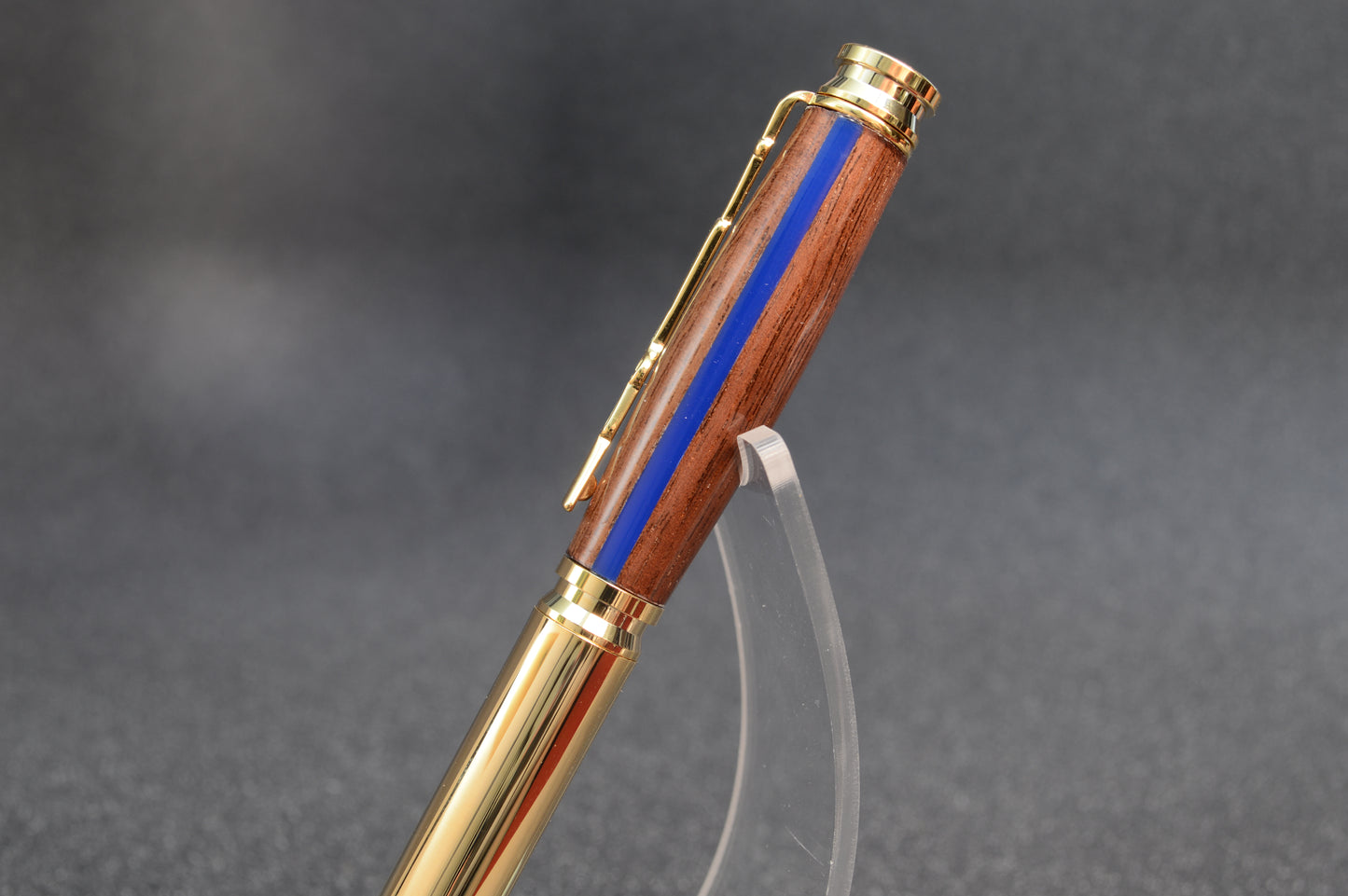 Thin Blue Line Law Enforcement Gold Bullet Twist Pen in North Georgia Walnut
