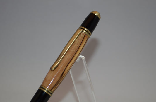 Elegant Twist Pen Made With Bethlehem Olivewood in Antique Brass and Black Finish
