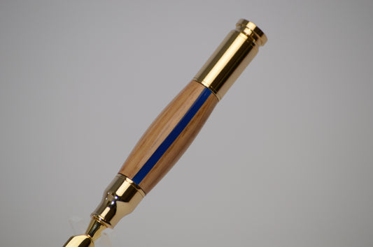 Thin Blue Line Bullet Letter Opener in Oak With a Gold Finish