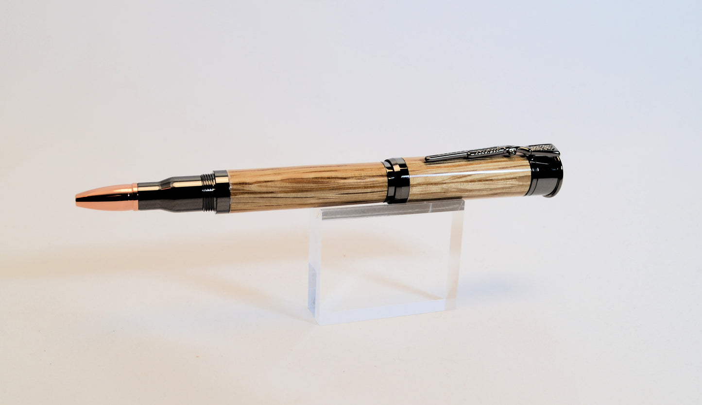 Over and Under Rollerball Bullet Pen in Gunmetal with Used Jack Daniels Barrel Oak