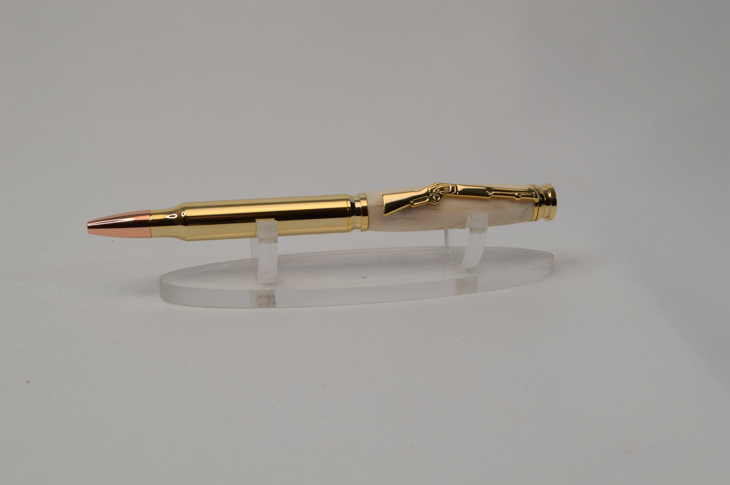 Deer Antler Bullet Cartridge Twist Pen in Gold Finish with Velvet Gift Bag